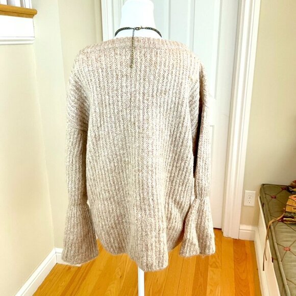 Roller Rabbit Sweater Tan Marled Rib Knit Wool Blend Flare Sleeves (M/L) - Picture 4 of 7